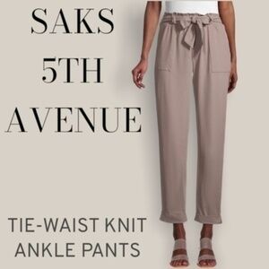 SAKS FIFTH AVE Relaxed Elasticized-Tie-Waist Rolled-Ankle Knit Pants NWT/Lg